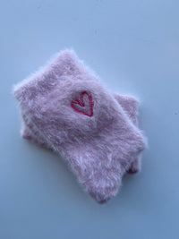 Heart Embroidered Socks in Pink