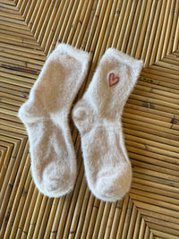 Heart Embroidered Socks in Light Pink