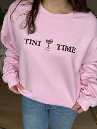 Tini Time Cocktail Crewneck in Light Pink