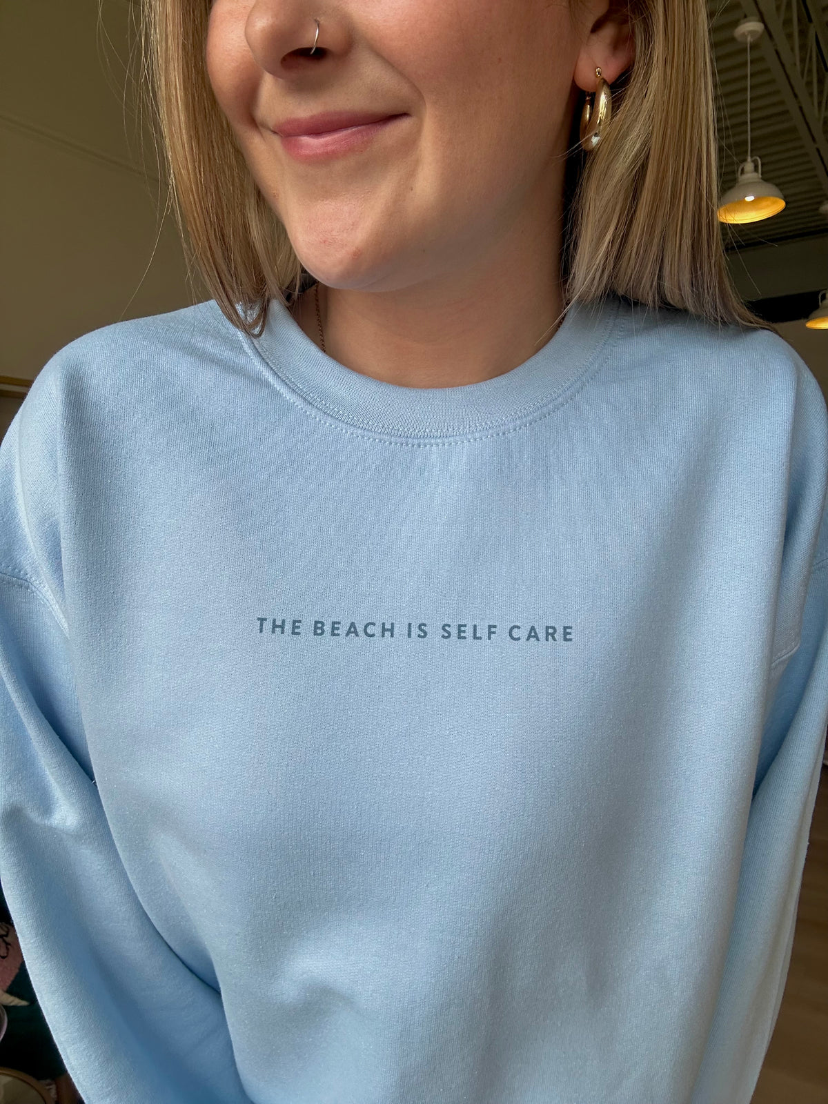 The Beach Is Self Care Sweatshirt in Blue