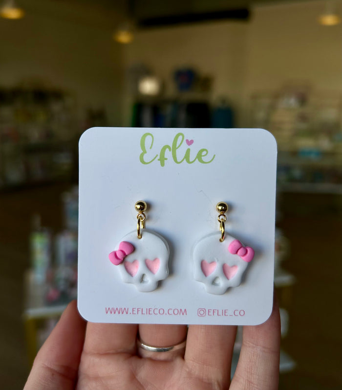 Pink Skeleton Dangle Earrings