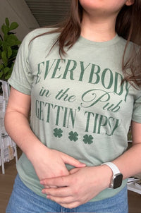 Everybody In The Pub Gettin' Tipsy T-Shirt in Heather Sage