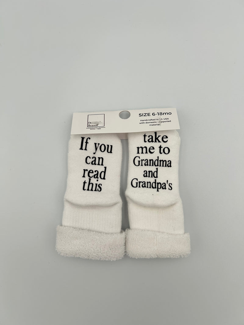 Take Me to Grandma and Grandpas Baby Socks