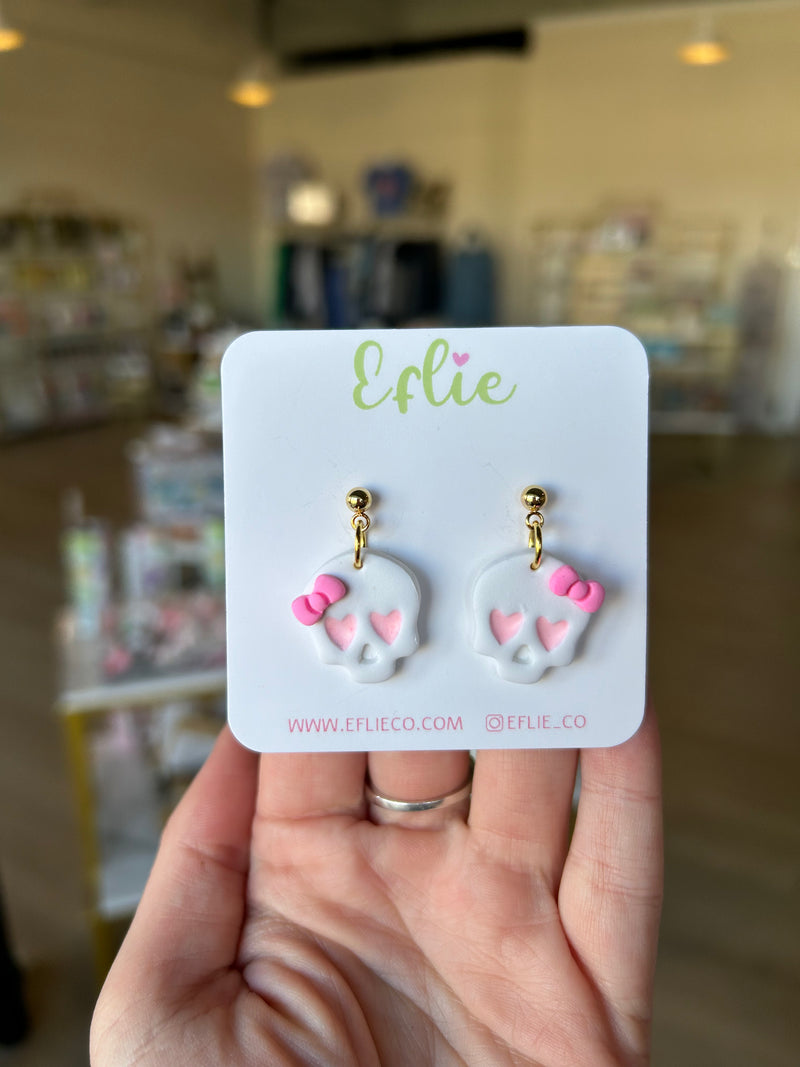 Pink Skeleton Dangle Earrings