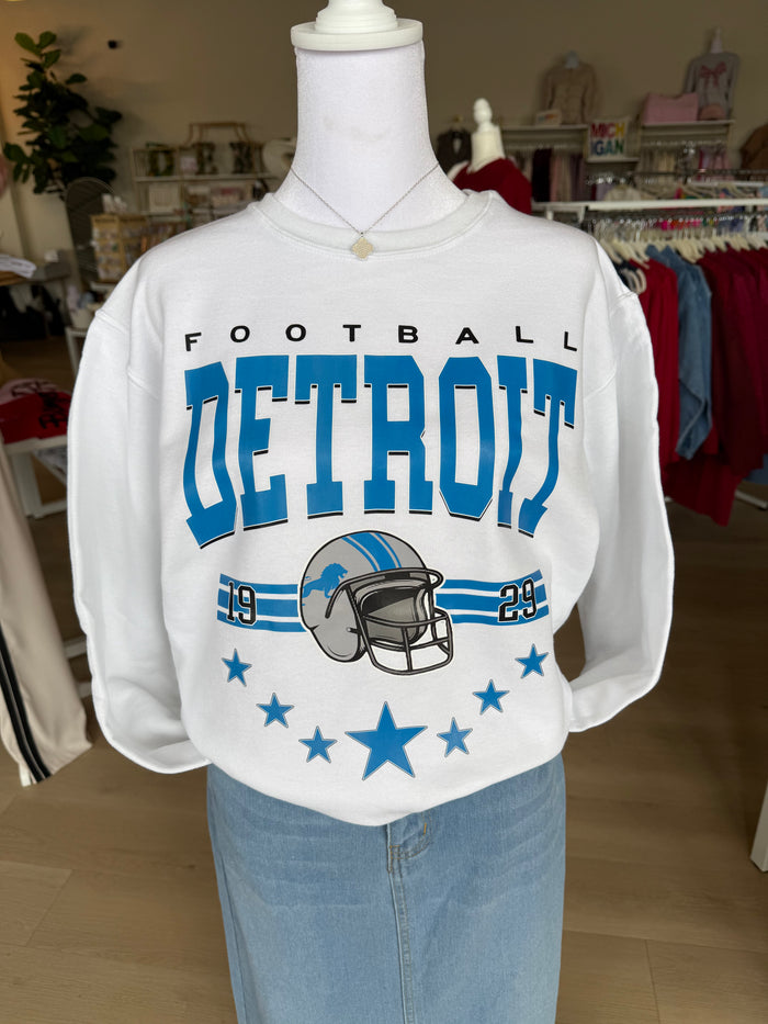 Detroit Lions Star Design Crewneck in White
