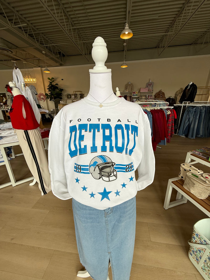 Detroit Lions Star Design Crewneck in White