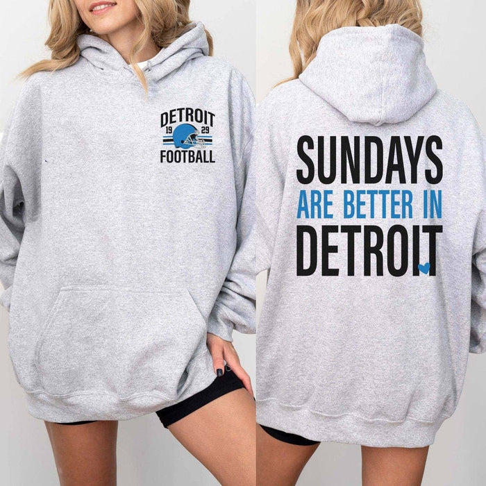 Sundays Are Better In Detroit Graphic Hoodie in Gray