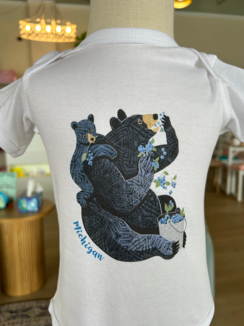 Blue Beary & Baby Michigan Onesie