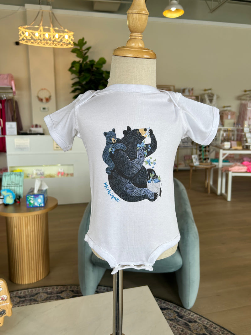 Blue Beary & Baby Michigan Onesie