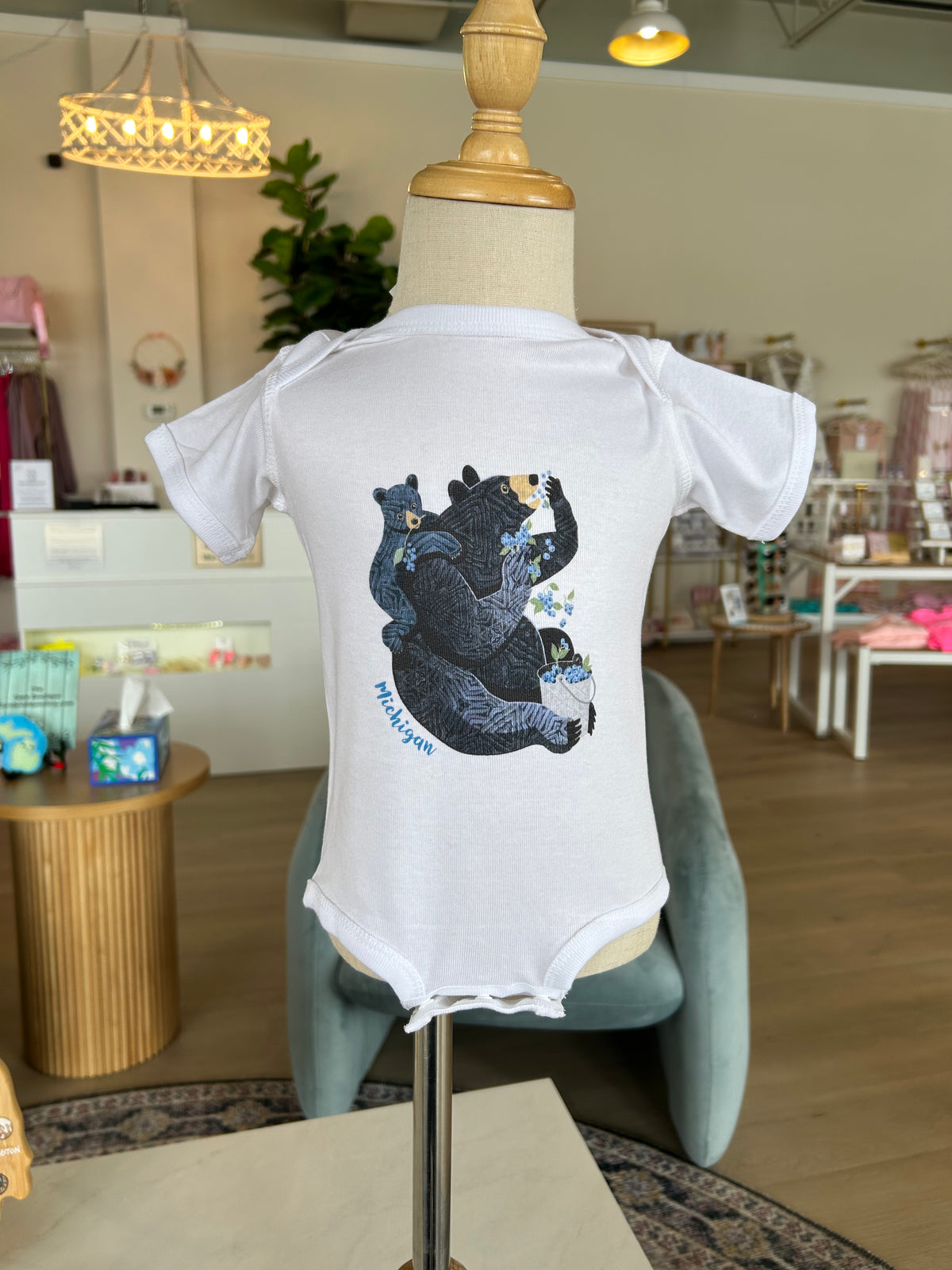 Blue Beary & Baby Michigan Onesie