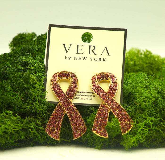 Breast Cancer Awareness Ribbon Earrings