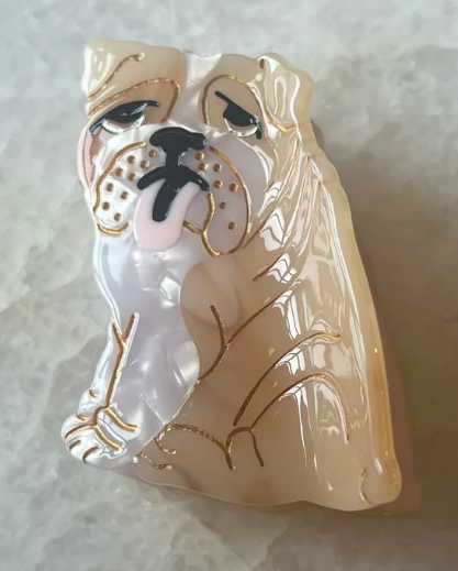 Dog Hair Claw Clip: English Bulldog
