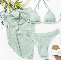 Sky Blue Sexy Bikini: 3 piece set