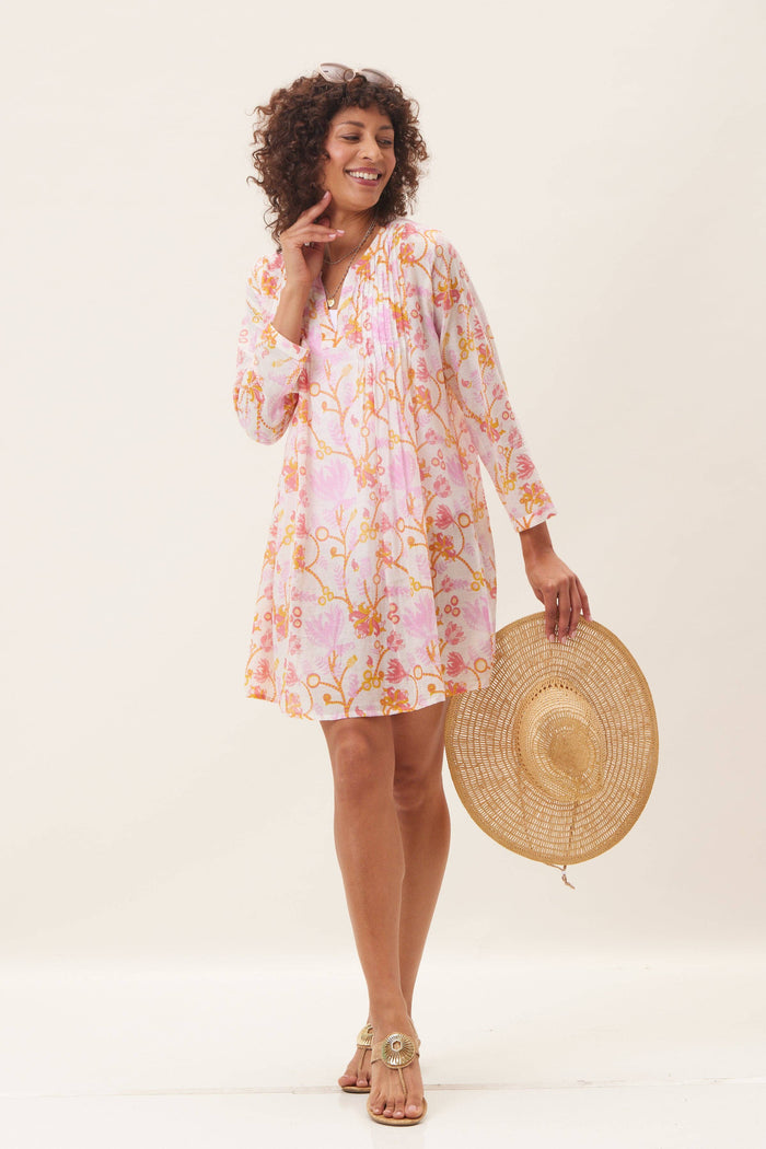 Pintuck Beach Swimsuit Cover-Up in Pink