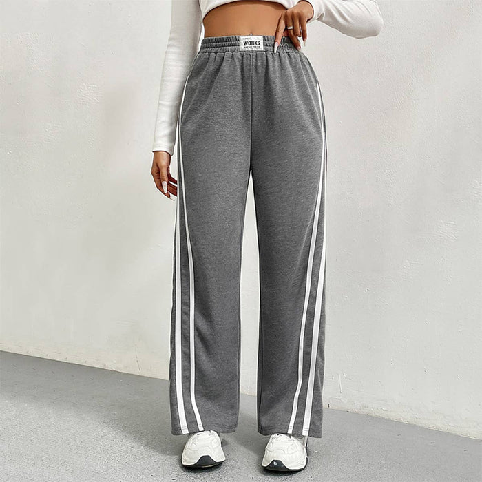 High Waist Baggy Striped Pants in Grey