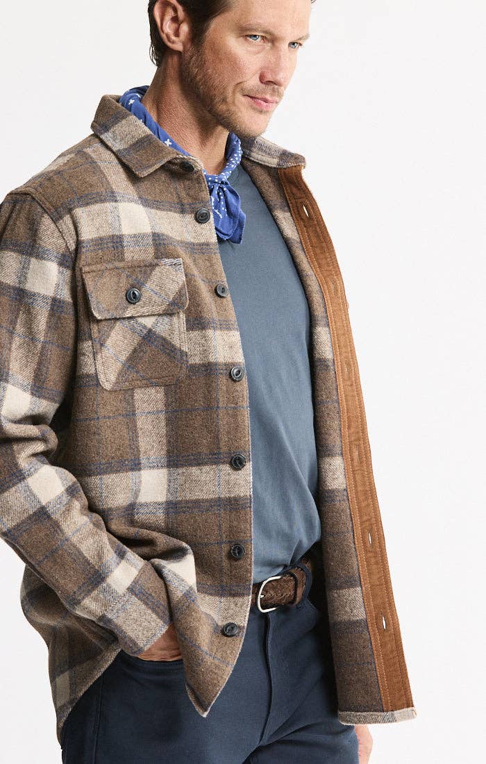 Wool Blend Overshirt in Brown Plaid