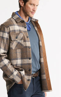Wool Blend Overshirt in Brown Plaid