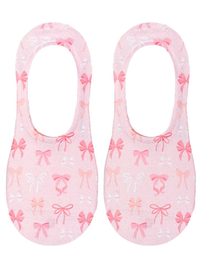 Ribbon Bows No-Show Socks in Pink