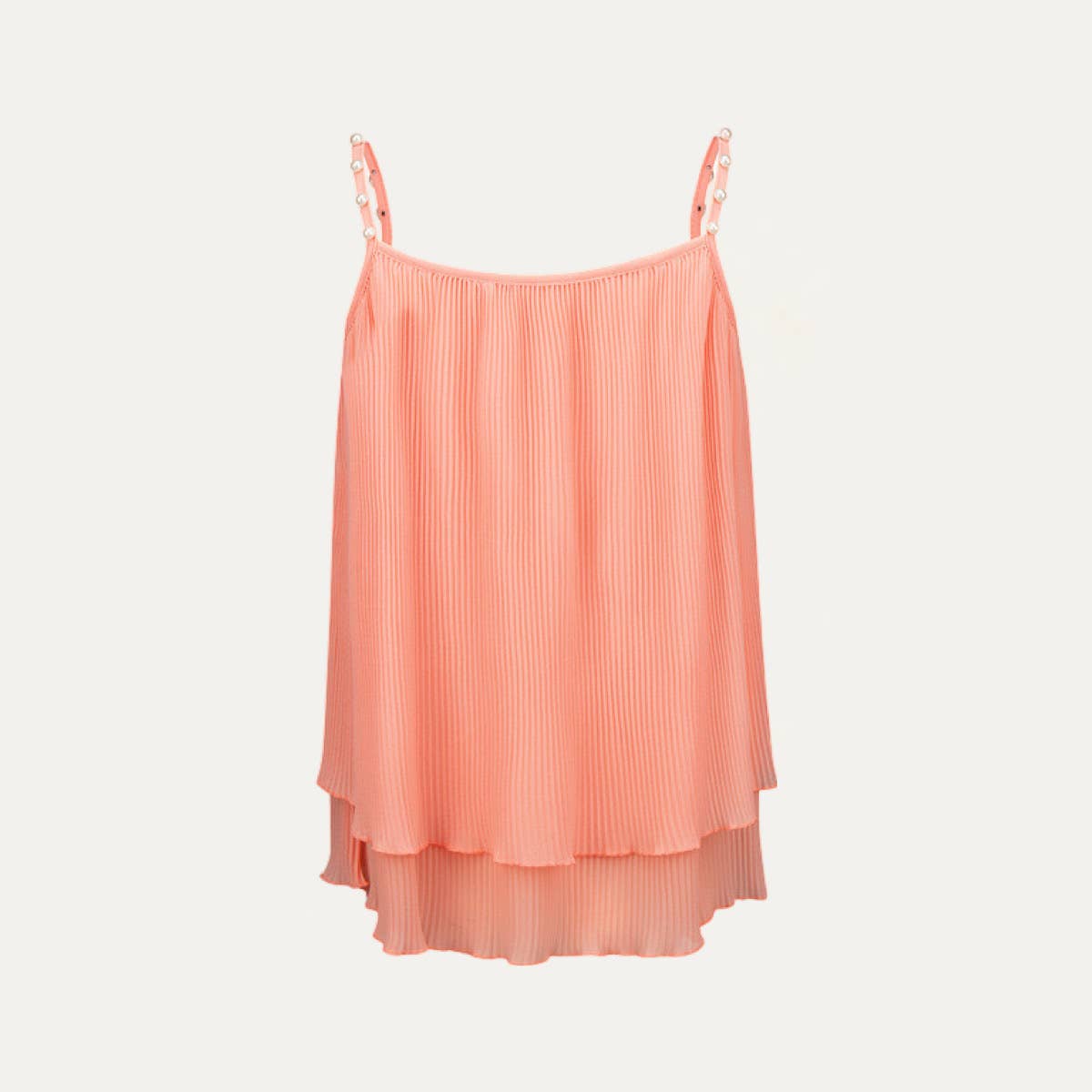 Pearl Tiered Sleeveless Cami Top in Salmon