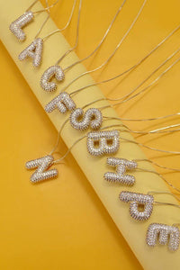 Initial Pavé Bubble Balloon Necklace in Gold