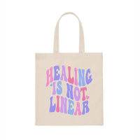 Healing Is Not Linear Tote Bag, Mental Health Awareness Canvas Tote