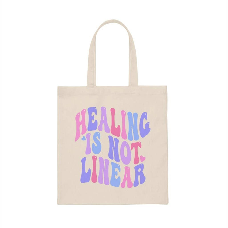 Healing Is Not Linear Tote Bag, Mental Health Awareness Canvas Tote