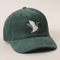 FLYING MALLARD Embroidered Corduroy Baseball Cap: MAUVE / One Size