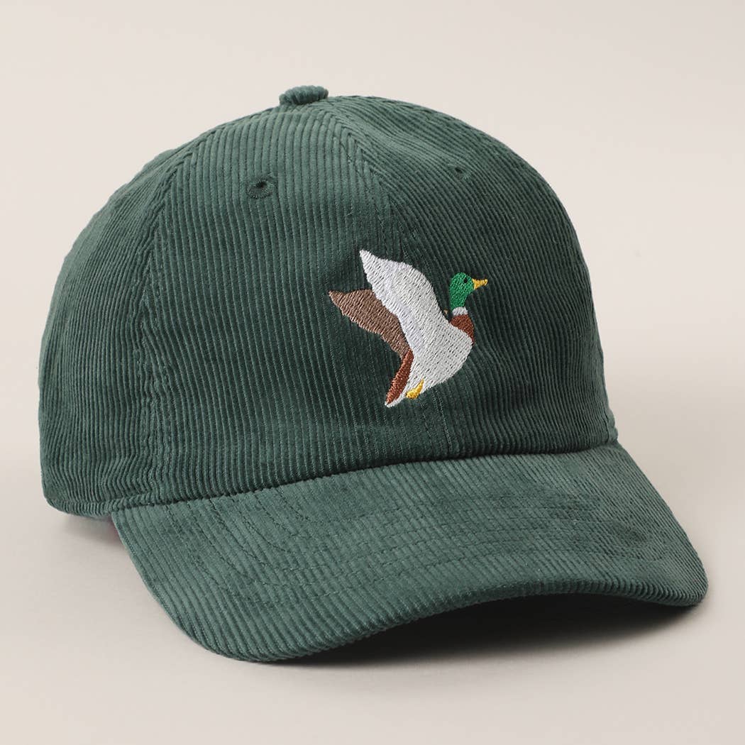 FLYING MALLARD Embroidered Corduroy Baseball Cap: SAND / One Size
