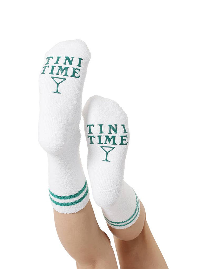 Tini Time Fuzzy Crew Socks With Grip