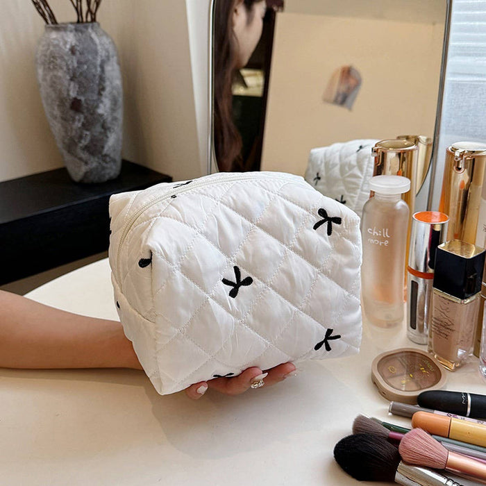Bow Knot Cosmetic Bag in White