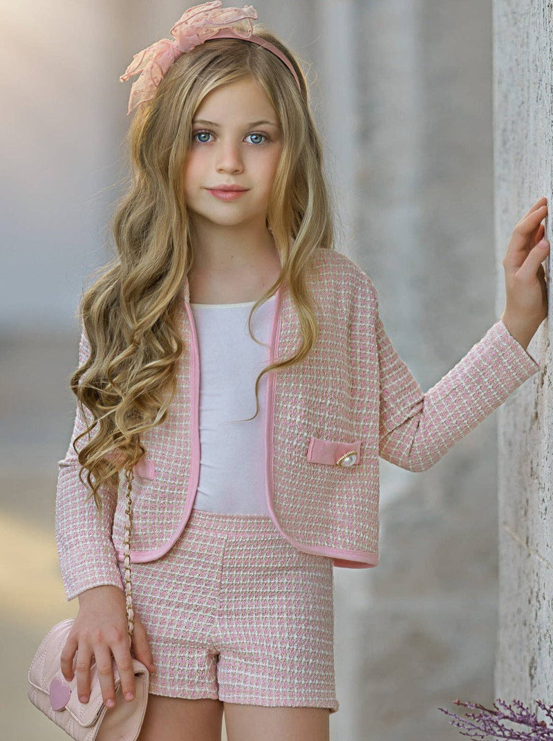 Tweed Matching Blazer And Short Set - Little Girl's