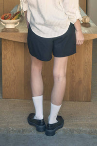 High Waist Pleated White Short
