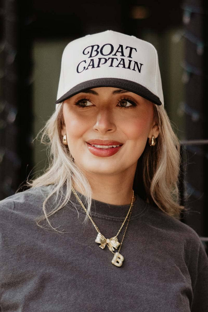Boat Captain Retro Hat in Black/Tan