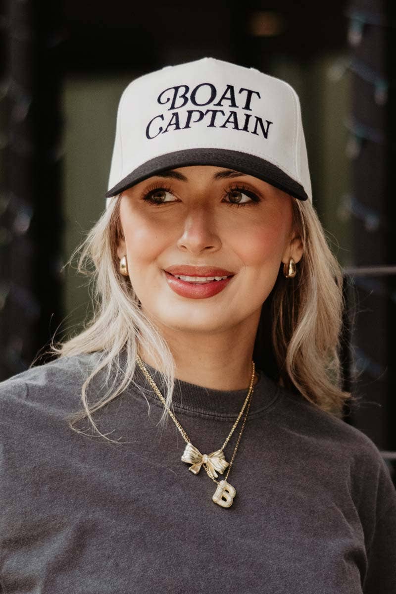 Boat Captain Retro Hat in Black/Tan