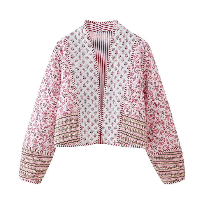 Reversible Floral Quilted Jacket in Pink