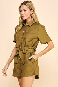 Tiered Mini Romper in Toffee