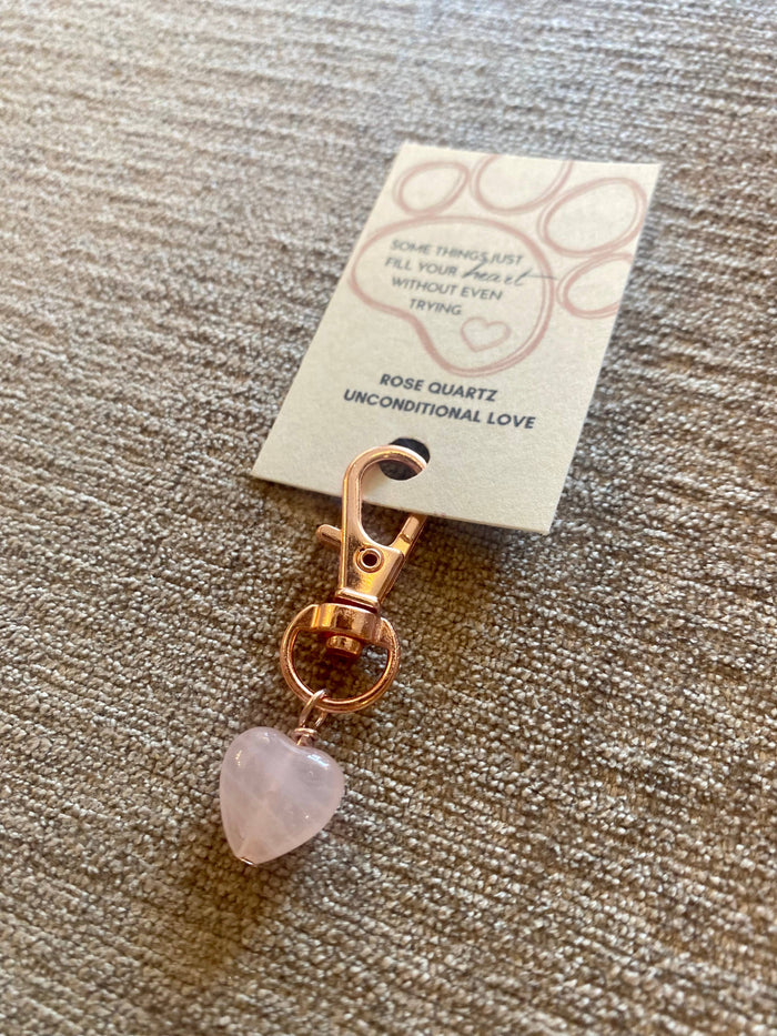 Unconditional  Love Pet Tag  Rose Quartz Heart Dog/Cat Charm