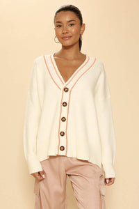 Varsity Cardigan With Strawberry Design