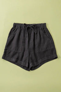 Patch Pocket Tencel Shorts in Black