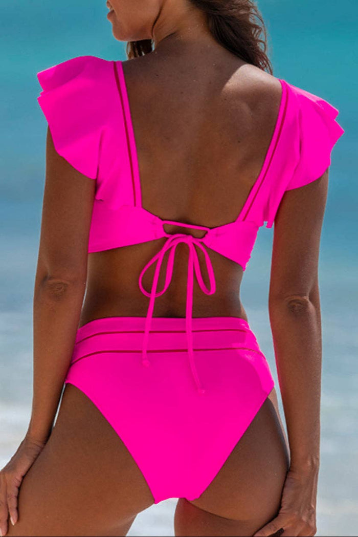 Rosy Red Ruffle Bikini