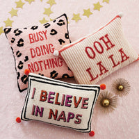 I Believe In Naps With Pom Pom Hook Pillow
