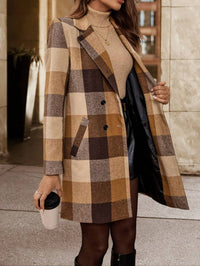 Women's Classic Camel-Colored Checkered Blazer