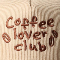 Coffee Lover Club Corduroy Trucker Baseball Cap in Beige
