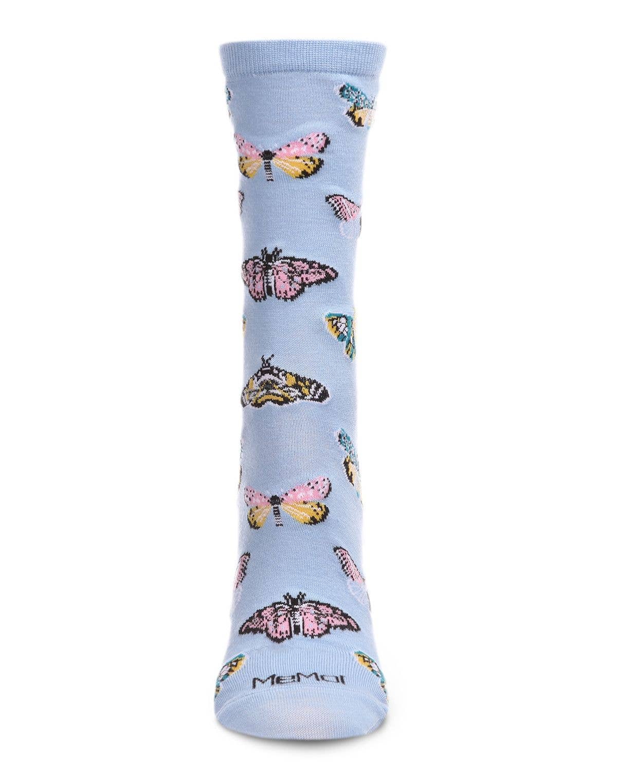 Butterfly Crew Socks in Blue
