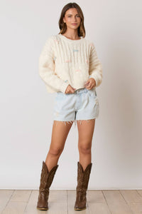 Mini Bow Coquette Cable Knit Sweater