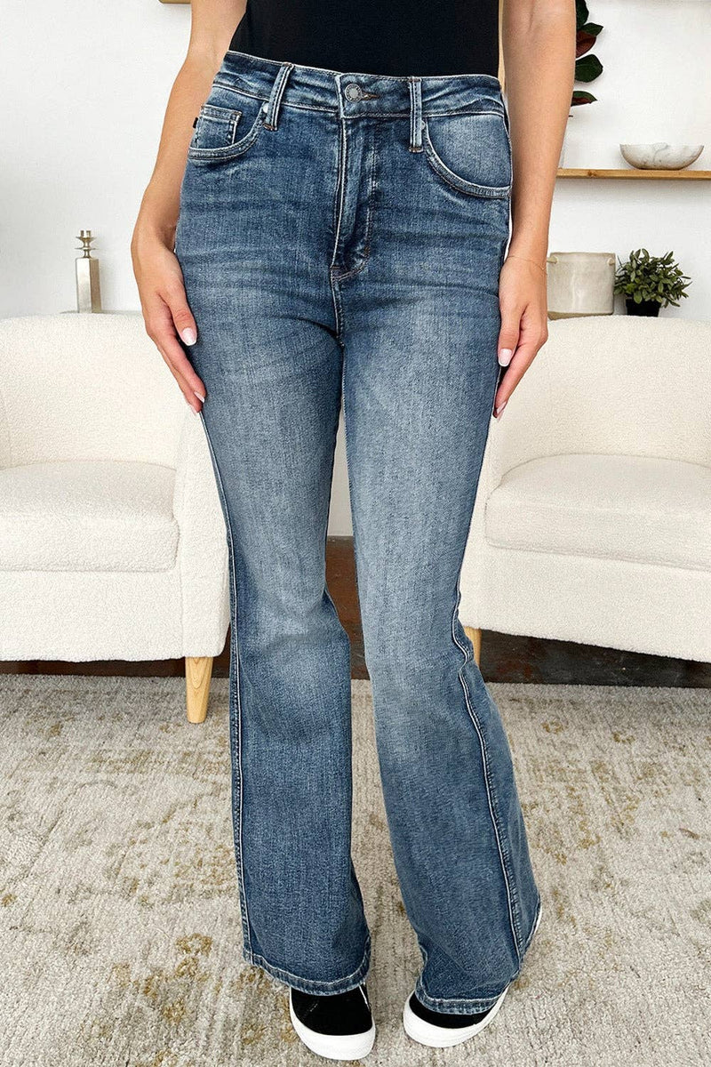 Judy Blue High Waist Flare Jeans in Dark Wash
