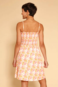 Smocked Floral Mini Dress Pink