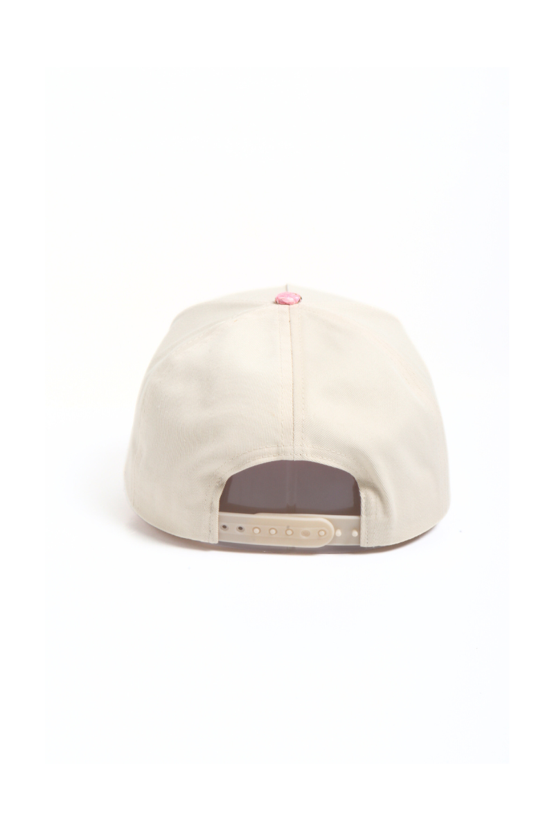 SAVE WATER DRINK CHAMPAGNE embroidered tweed brim cap: Beige