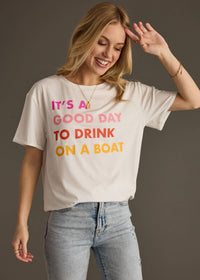 Drink On A Boat Tee in White