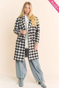 Knit Tweed Double Button Jacket in Black White